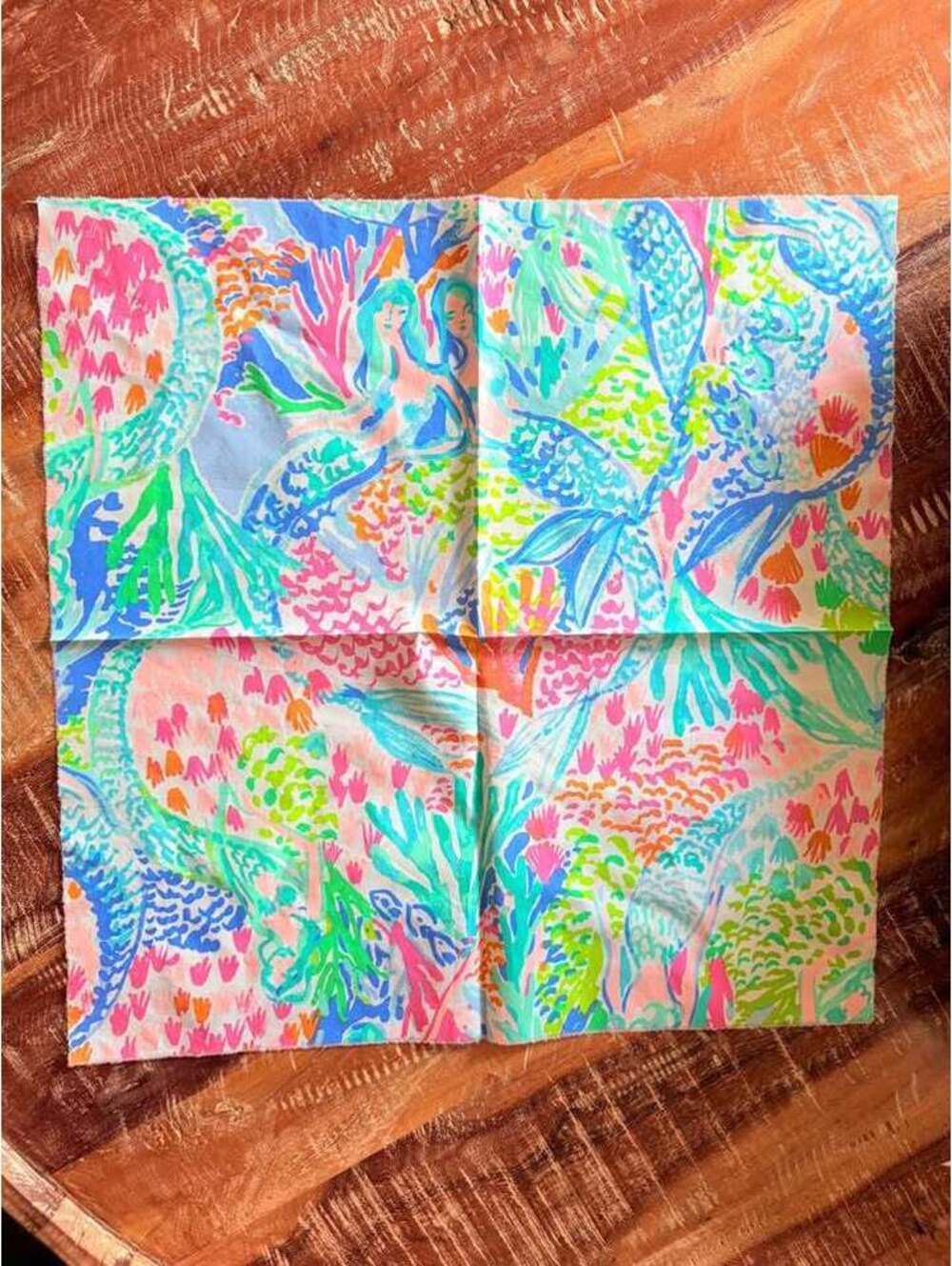 Lilly Pulitzer Mermaid in the Shade Fabric Scrap